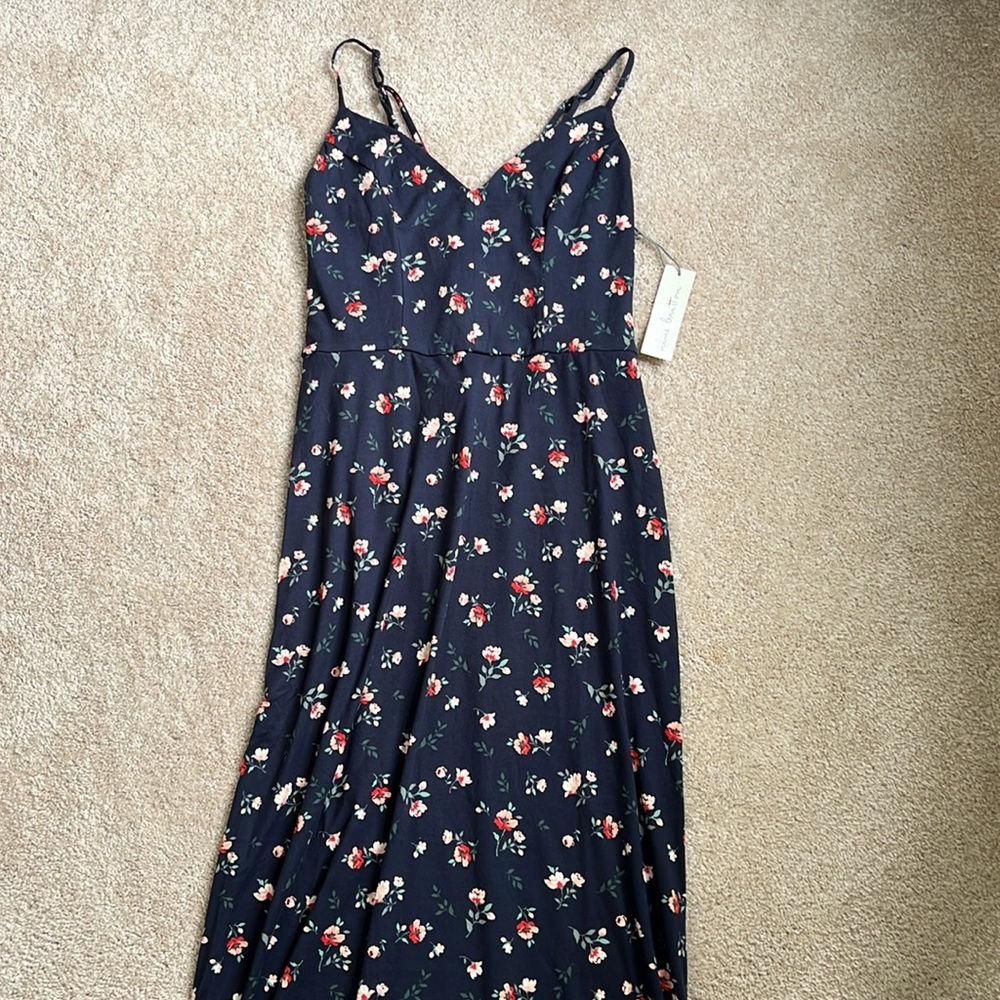 Nine Britton Maxi Floral Navy Dress Medium